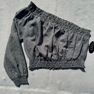 Cozy Casual one sleeve cropped top